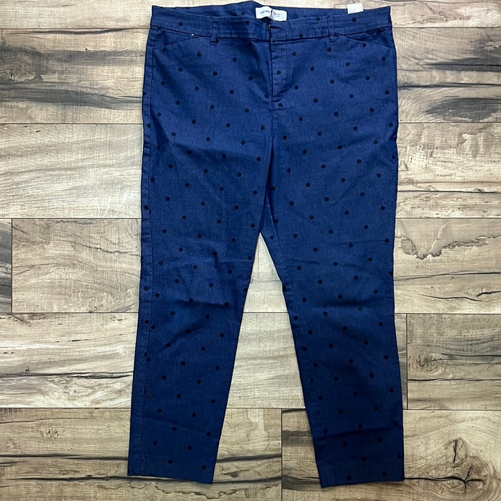 Dark Blue Black Polka Dots Pixie Ankle Pant Old Navy Size 16